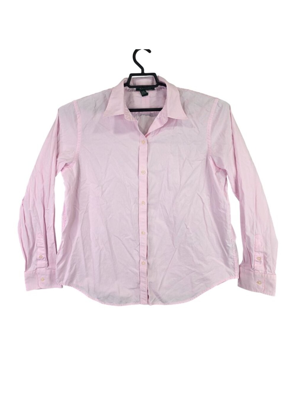 Womens Lauren Ralph Lauren Pink Button Up Shirt 100% Cotton Long Sleeve Size XL